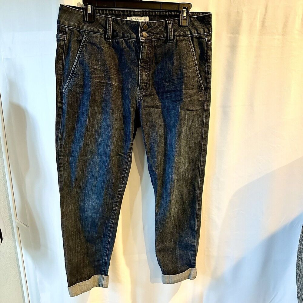 BCBG eneration Jeans Gavin 2 Button Cuff Denim Blue 33x25 Dark Wash Cotton Spand